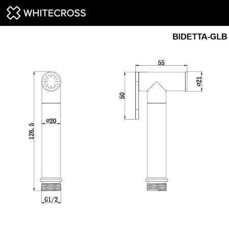 лейка для биде whitecross bidetta-glb, брашированное золото