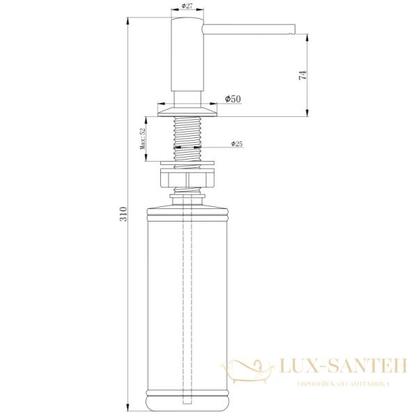 дозатор paulmark decus d004-ni 350 мл, никель