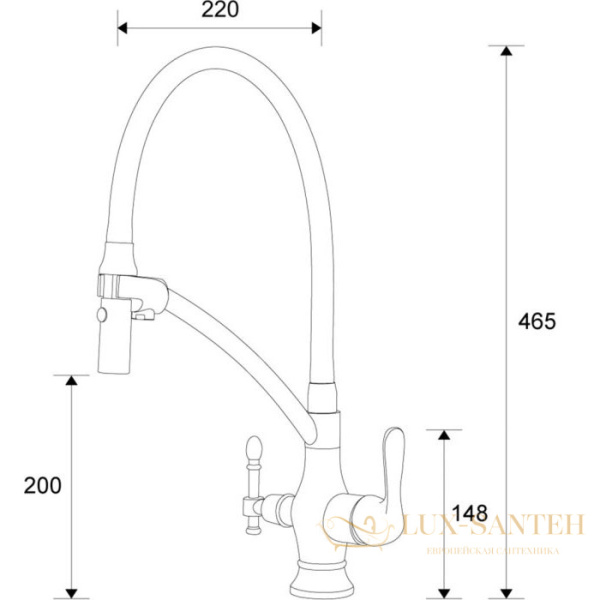 смеситель zorg sanitary zr347-8yf для кухни, хром/белый