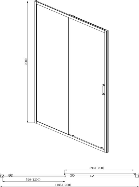 душевая дверь aquatek aqnaa6121-120 двухэлементная, раздвижная 1200x2000, хром