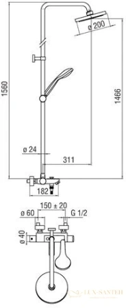 душевая система nobili new road 200, rd00410/30cr, цвет хром