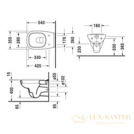 чаша подвесного унитаза duravit d-code 25350900002, белый