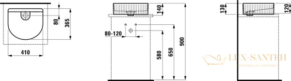 раковина laufen sonar 8.1234.3.757.112.1 накладная 41 см, белый матовый 