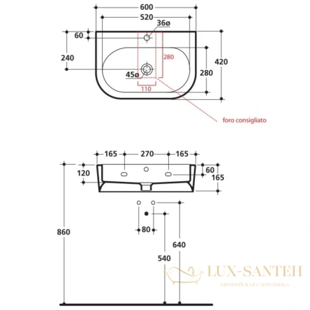 раковина kerasan flo 314201*1 60х42 см, белый