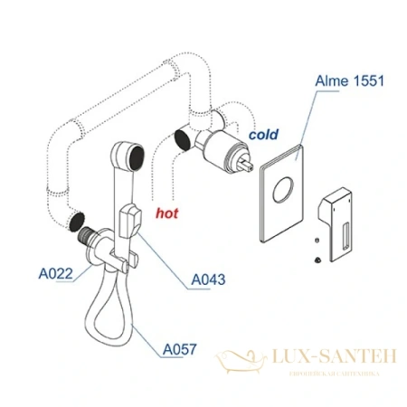 гигиенический комплект wasserkraft alme a01557, хром