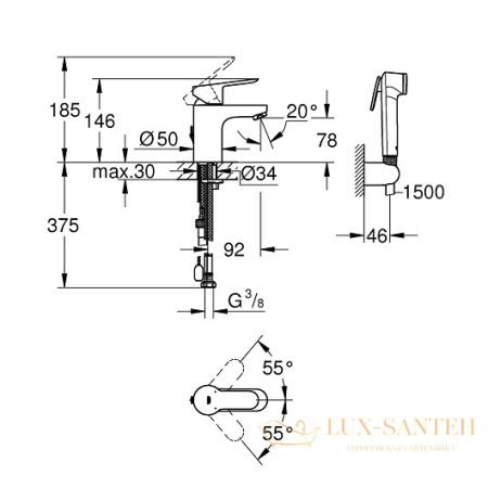 смеситель grohe bauedge 23757000 для раковины, хром