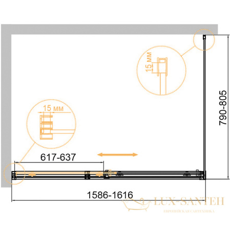 душевой уголок cezares duet soft-m duet soft-m-ah-1-160/80-c-cr 160x80 профиль хром, стекло прозрачное