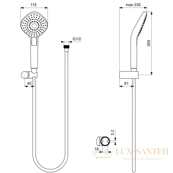 душевой набор ideal standard idealrain evo diamond l3 b2240aa, хром