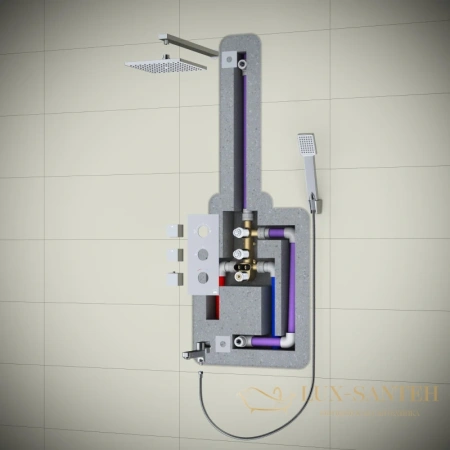 душевой комплект timo tetra-thermo sx-0179/17sm 200 мм, золотой матовый