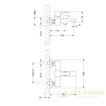 смеситель lemark evitta lm0514c для ванны, с коротким изливом, дивертор керамический, хром