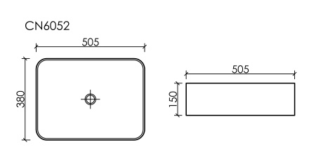 умывальник чаша накладная прямоугольная темно-коричневый матовый, ceramica nova element 505*380*150мм cn6052mdb