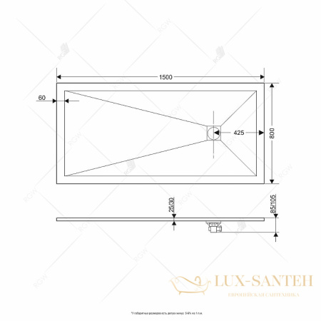 душевой поддон rgw stone tray 16152815-01 из искусственного камня st-w 150х80, белый