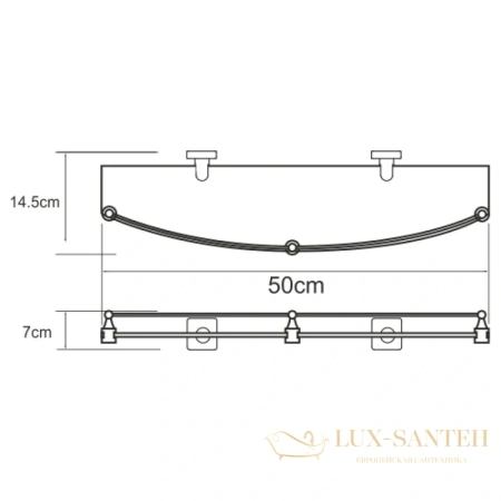 полка стеклянная wasserkraft dill k-3944 50 см, хром