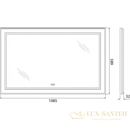 зеркало belbagno kraft spc-kraft-1085-685-tch-warm 108.5 см с подсветкой, с подогревом, с сенсорным выключателем, сатин