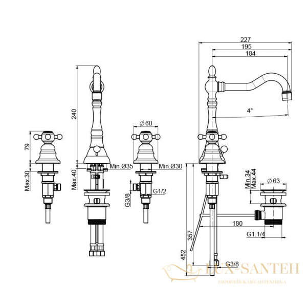 смеситель для раковины fima carlo frattini elizabeth, f5081cr, с донным клапаном, хром