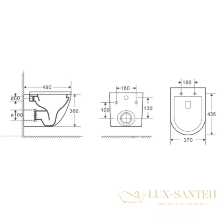 подвесной безободковый унитаз d&k matrix dt1396016 с сиденьем микролифт, белый