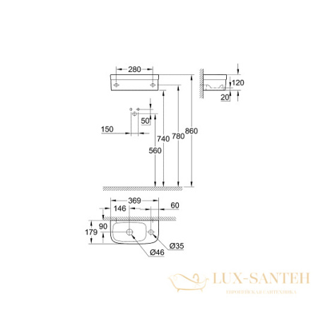 раковина grohe euro ceramic 39327000 369х179 мм, белый