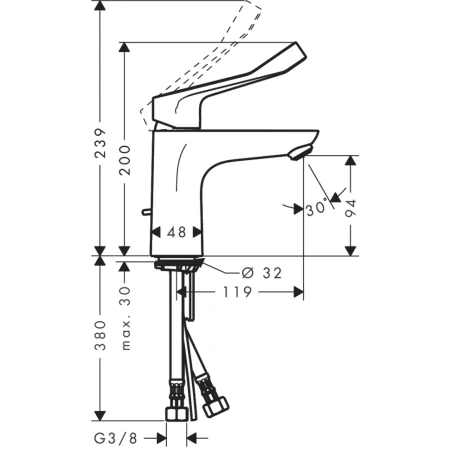 смеситель для раковины hansgrohe focus 31911000, хром