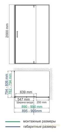 душевой уголок wasserkraft elbe 74p20 90х80 см 