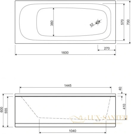 панель фронтальная cezares emp-160-scr-w37 160 см, белый