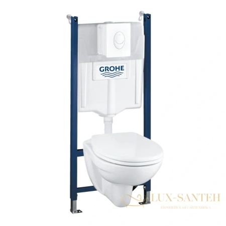 комплект grohe solido 4 в 1: подвесной унитаз с сиденьем и крышкой + система инсталляции с панелью смыва skate, 39116000