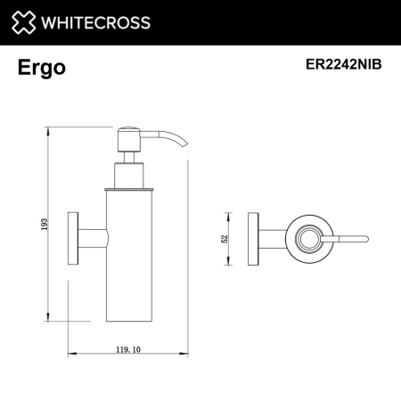 дозатор для жидкого мыла подвесной whitecross ergo er2242nib, брашированный никель