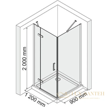 душевой уголок wasserkraft aller 10h07l 120х90 см 