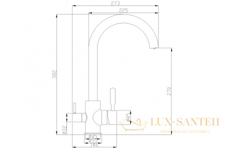 смеситель zorg steel hammer sh 713 black cr для кухни, черный матовый