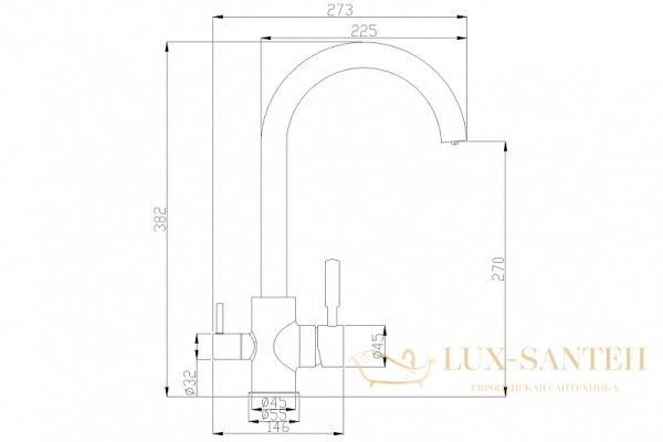 смеситель zorg steel hammer sh 713 black cr для кухни, черный матовый