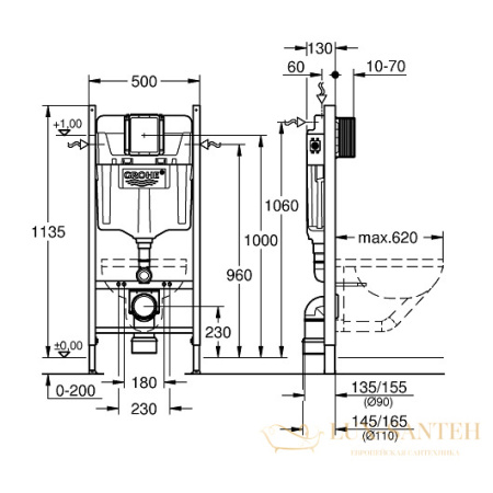 инсталляция для подвесного унитаза grohe rapid sl 38840000 