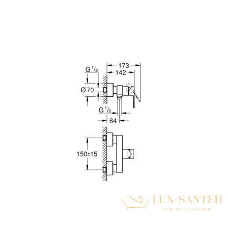 смеситель grohe lineare 33865dc1 для душа, сталь