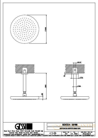 верхний душ gessi goccia 33766.031 с кронштейном, хром