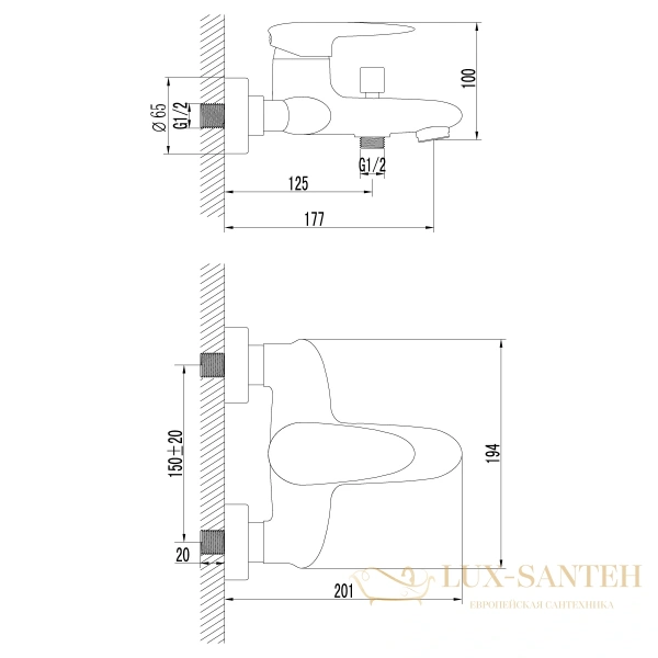 смеситель lemark status lm4402c для ванны, хром