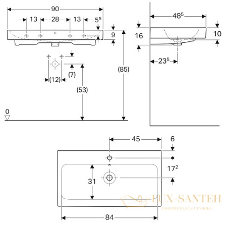 раковина geberit icon 124090000 900х485 мм, белый