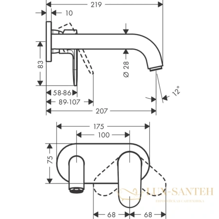 смеситель для раковины hansgrohe vernis blend 71576000, хром