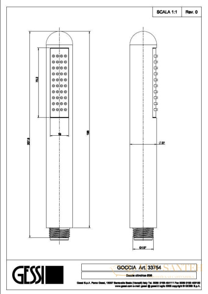 ручной душ gessi goccia 33754.031, хром