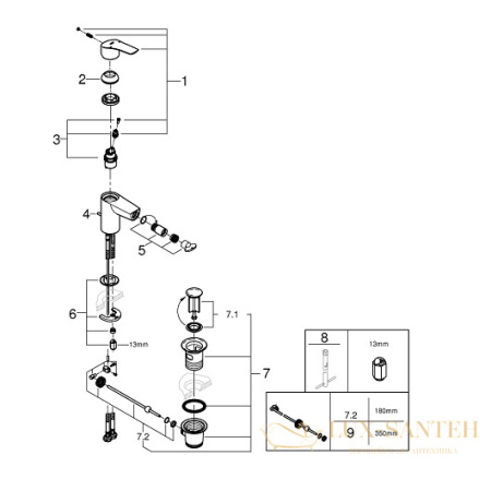 смеситель grohe eurosmart 32929003 для биде, хром