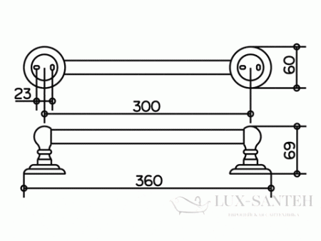 поручень keuco astor, 02107010000, 300 мм, хром