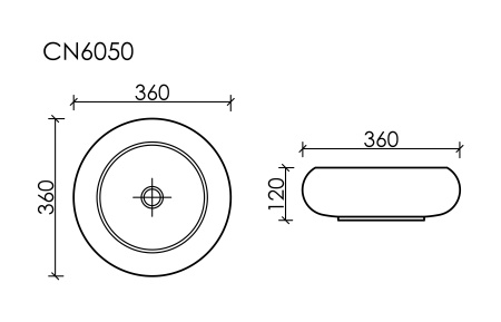 умывальник чаша накладная овальная белый, ceramica nova element 360*360*120мм cn6050