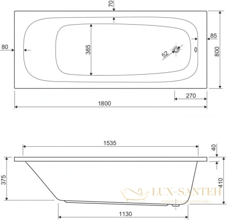 панель фронтальная cezares em-180-scr-w37 180 см, белый