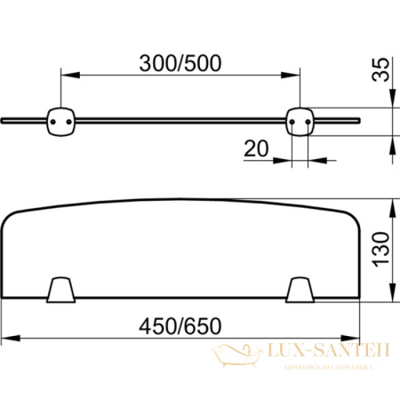 полка для ванной keuco city.2 02710009400, 450х6х125 мм, хрустальное стекло