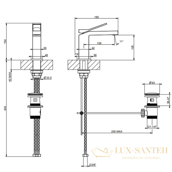 смеситель для раковины gessi rettangolo k 53001.031, хром