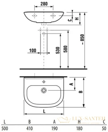 раковина подвесная jika olymp 50x41 1061.1.000.104.1