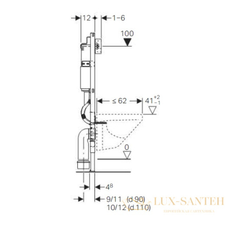 инсталляция для подвесного унитаза geberit duofix up100 111.153.00.1