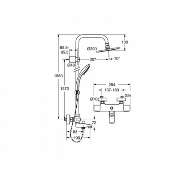 душевая система ideal standard idealrain pro a5778aa, хром