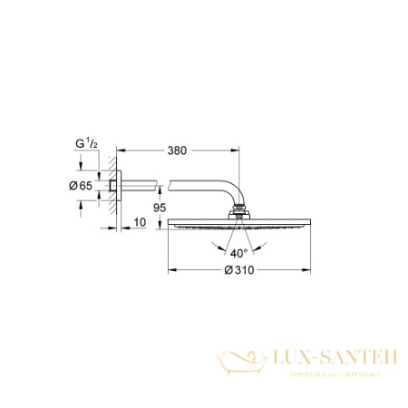 верхний душ grohe rainshower cosmopolitan 310 26056000, хром