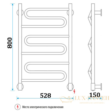 полотенцесушитель электрический energy bravo 800/500 80w, хром