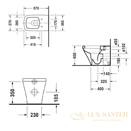 чаша приставного унитаза duravit durastyle 2150090000, белый