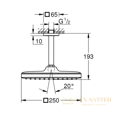 верхний душ grohe tempesta 250 cube 26688000, хром