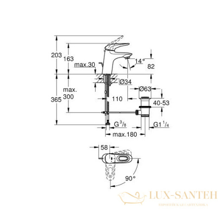 смеситель grohe eurostyle 23374003 для раковины, хром